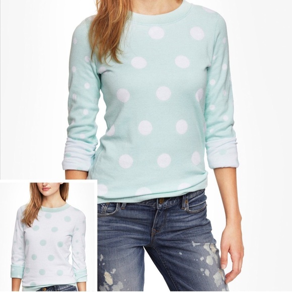 Express Sweaters - Express Reversible Polka Dot Sweater